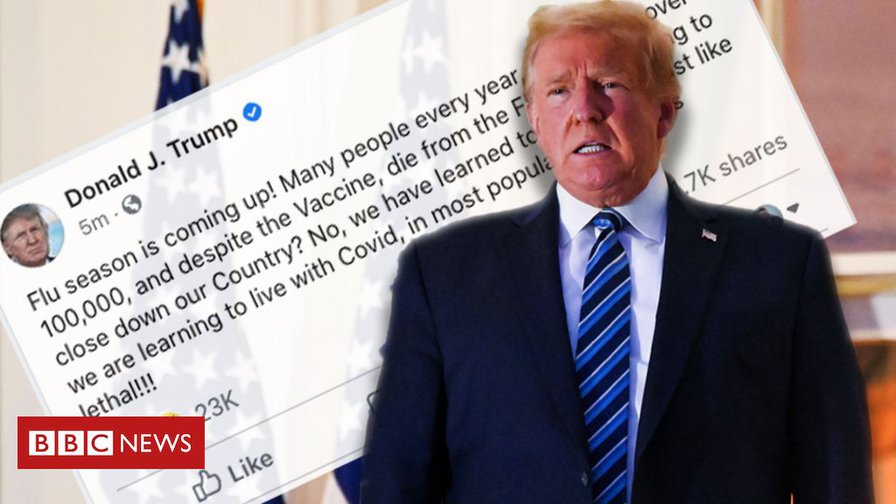 Trump Covid post deleted by Facebook and hidden by Twitter - BBC News